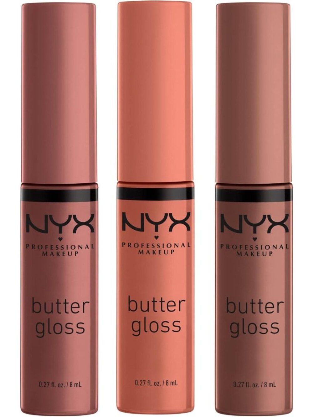 Non-Sticky Lip Gloss Set - 3 Shades: Brown Sugar, Sugar High, Butterscotch